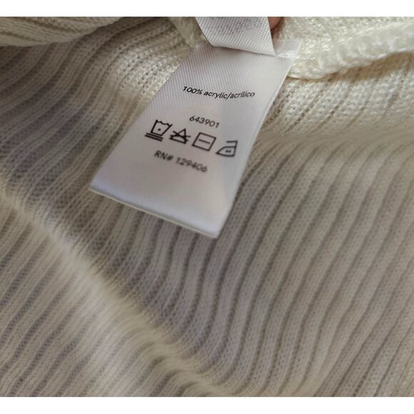 VENUS S IVORY CREAM COLD SHOULDER RIBBED KNIT GTOMMET TUNIC SIDE SLIT SWEATER TO - Picture 12 of 15